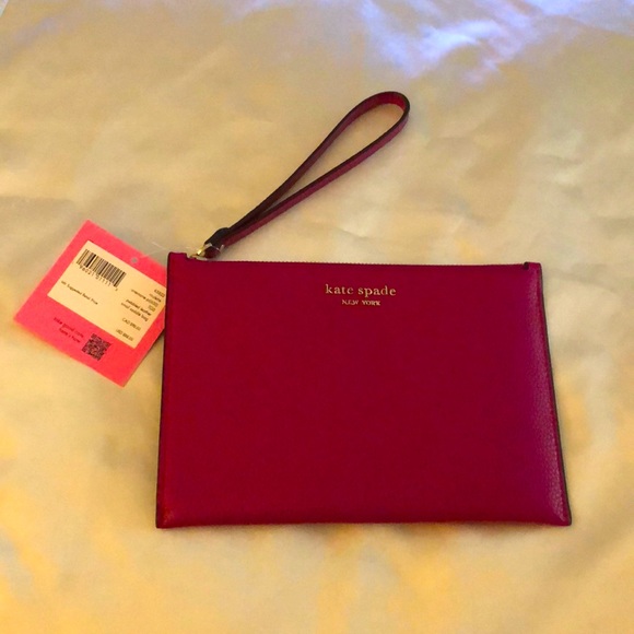 Kate Spade Roulette Pebbled Leather Small Saddle Bag Wristlet Anemone Pink NWT - Picture 3 of 12